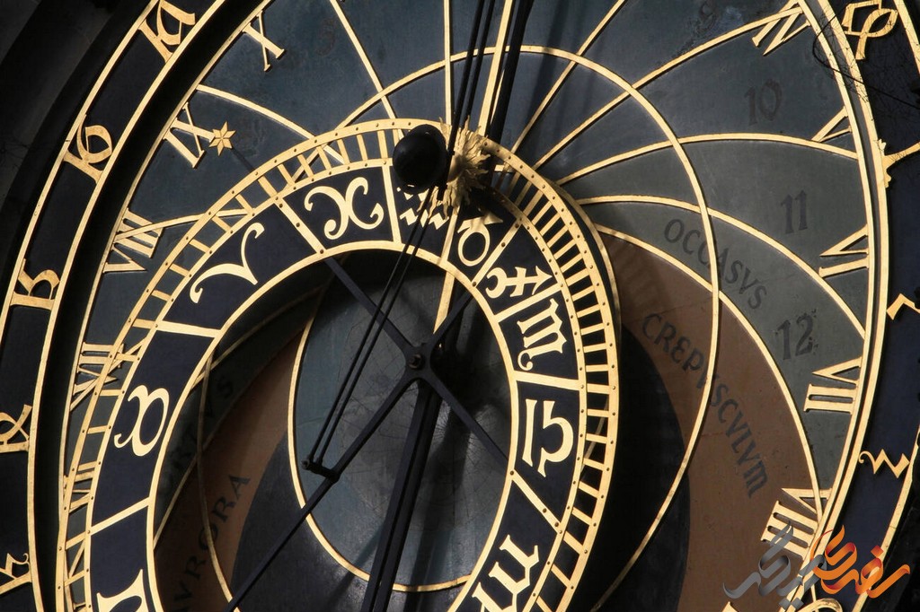 ساعت نجومی شهر پراگ دارای سه بخش اصلی است: صفحه‌ی نجومی، تقویم و صفحه‌ی فلکی. صفحه‌ی نجومی نمایش دقیقی از وضعیت ستاره‌ها در آسمان، چرخه‌ی ماه و موقعیت خورشید را ارائه می‌دهد.